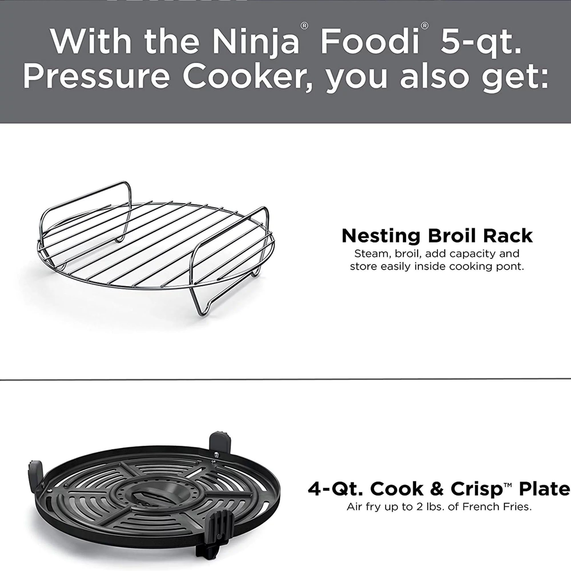 Ninja Foodi 9 in 1 Pressure Cooker and Air Fryer with Nesting Rack, Silver