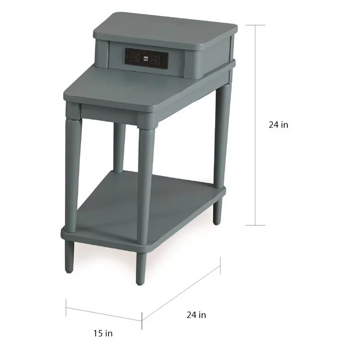 The Gray Barn  Farmhouse Wood Charging Wedge Table Indigo Charging Station