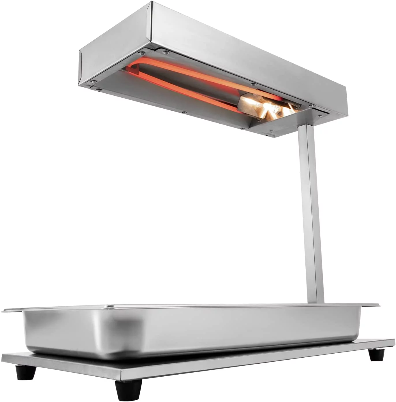 Miumaeov Commercial French Fry Warmer Food Fries Warming Station Tabletop,Fry Heat Lamp with Detachable Drip Pan,Stainless Steel FreeStanding Fried Chicken Warmer with Light 110V 500W (Silver)