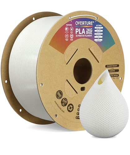 OVERTURE PLA Filament 1.75mm PLA 3D Printer Filament, 2kg Cardboard Spool (4.4lbs), Dimensional Accuracy +/- 0.02mm, Fit Most FDM Printer (Black 2-Pack)