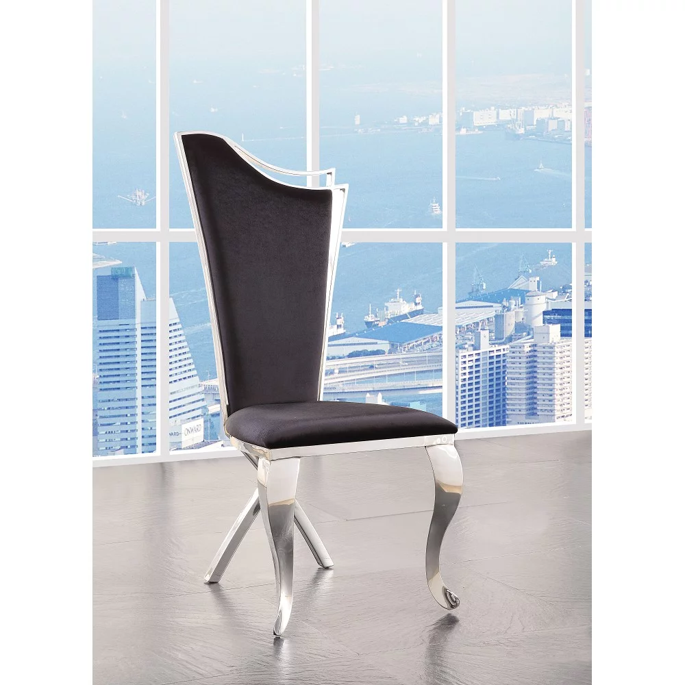 Miekor Furniture Cyrene Side Chair (Set-2) in Fabric & Stainless Steel Fully Assembled