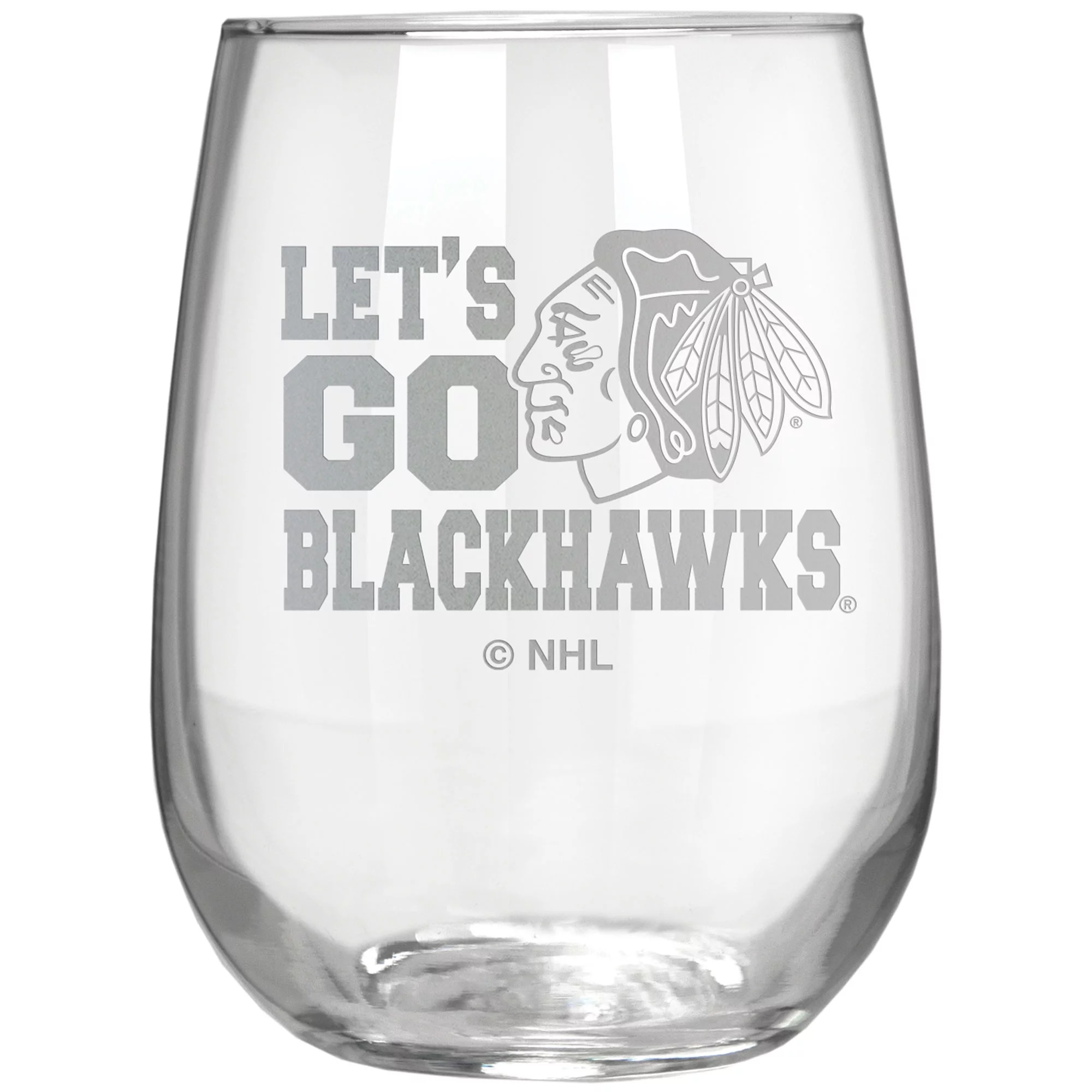 Chicago Blackhawks Etched 17oz. Rally Cry Stemless Wine Glass
