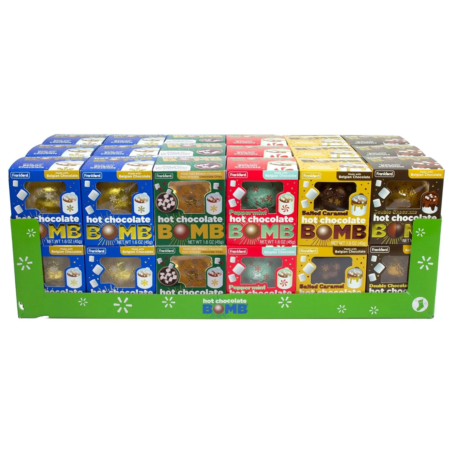 36 Pack Assorted Hot Chocolate Bombs - 18 Original Flavor, 6 Peppermint, 6 Double Chocolate, And 6 Salted Caramel Belgian Chocolate Hot Cocoa Melting