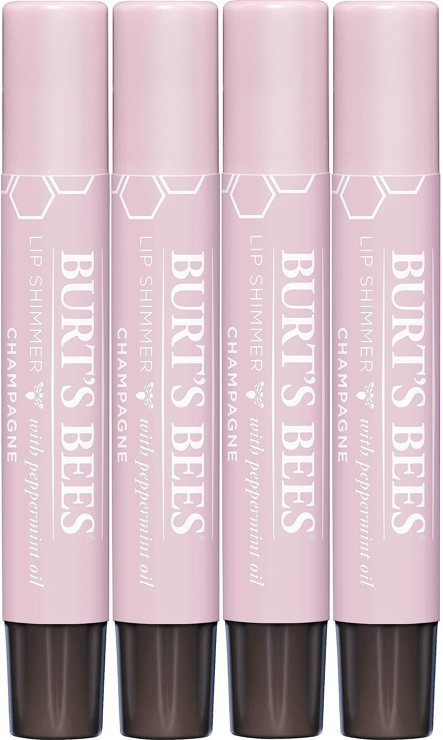 Burt,S Bees Shimmer Lip Tint Stocking Stuffers Set, Tinted Lip Balm Stick, Moisturizing For All Day Hydration With Natural Glowy Pigmented Finish & Buildable Color, Champagne (4-Pack)