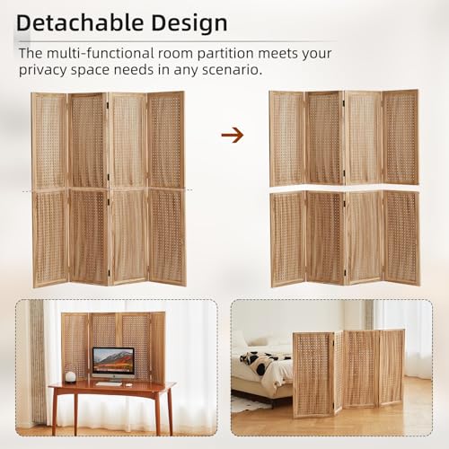 5.6Ft Wood PegBoard Room Divider 4 Panel Detachable Folding Privacy Screen Pegboard Display 33.5