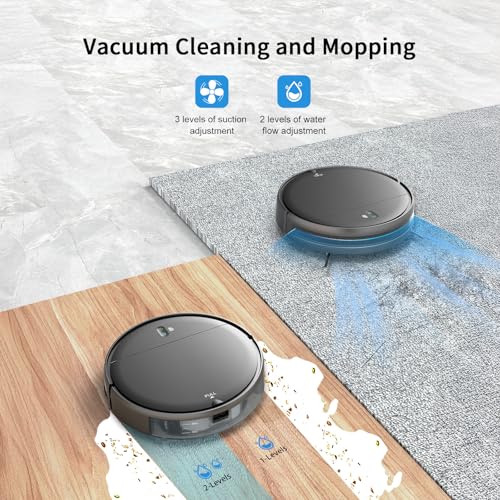 Robot Vacuum and Mop Combo, 2 in 1 Mopping Robot Vacuum Cleaner with Schedule, Wi-Fi/Voice/App, Strong Suction, Easy of Use, Self-Charging Robotic Vacuum, Slim, Ideal for Hard Floor, Pet Hair, Carpet