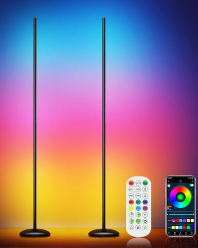 Corner Floor Lamp, Smart RGB LED Corner Lamp with App & Remote, Modern Floor Lamp with 16 Million Colors, Music Sync, Scene Modes, Color Changing Standing Lamps for Living Room, Bedroom