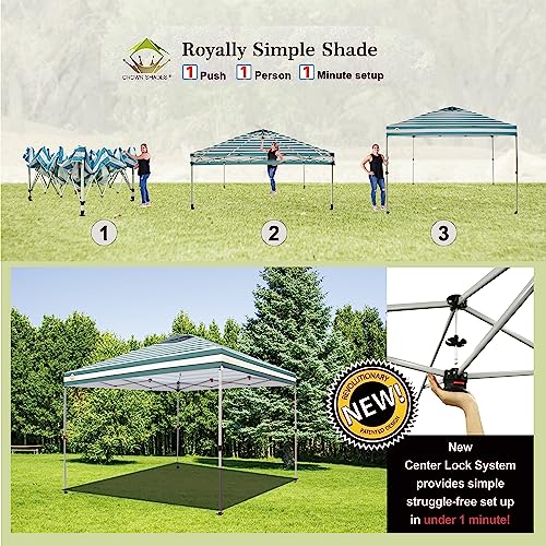 CROWN SHADES 10x10 Pop Up Canopy - Beach Tent with One Push Setup - Easy Outdoor Sun Shade for Events, Parties, Camping - Gazebo with STO-N-Go Cover Bag, Silver Coated Top, White