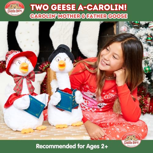 Cuddle Barn - Carolin' Mother Goose | Animated Musical Singing Christmas Caroling Soft Plush Toy, 14 inches