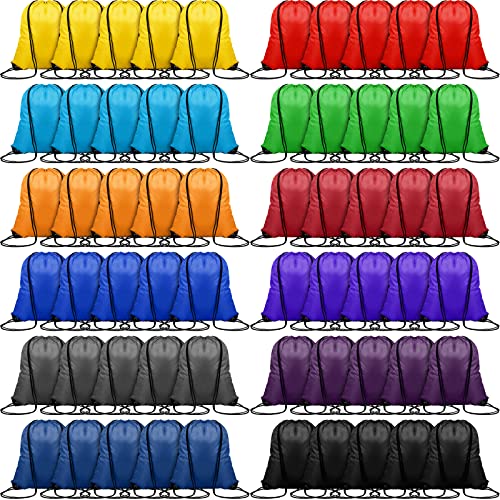 120 Pieces Drawstring Backpack Bulk Polyester Sport Draw String Bag Gym Cinch Bag for Women Men, 12 Colors