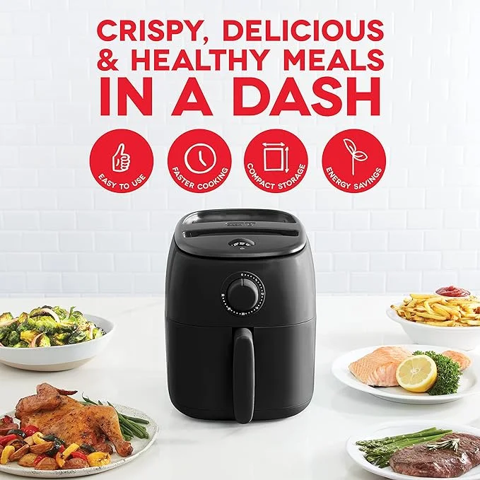 Open Box DASH Tasti-Crisp Electric Air Fryer Oven 2.6 Qt. DCAF200GBBK02 - BLACK