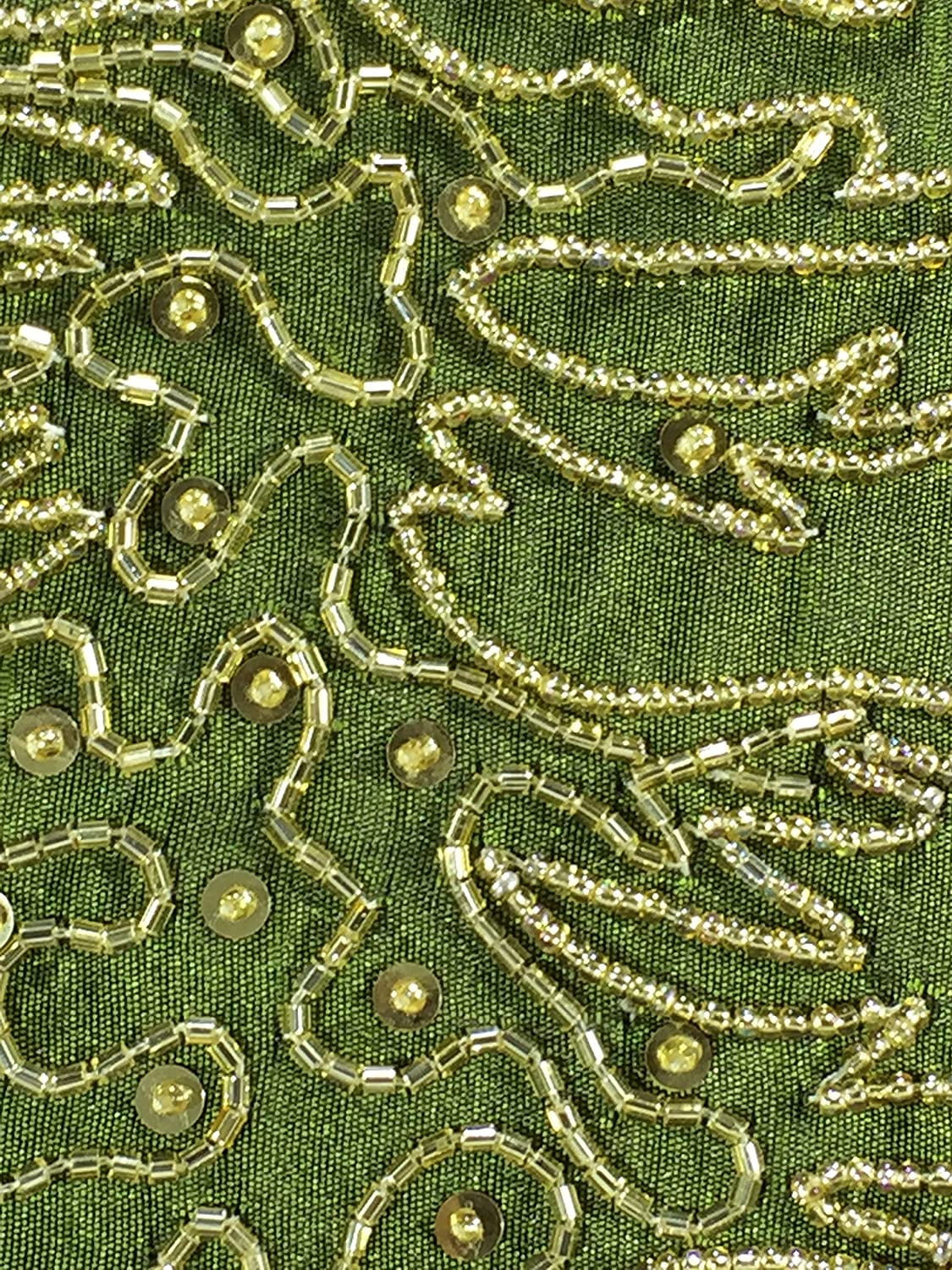 Moss Green Christmas Tree Euro Sham Cover Embroidered With Golden Glass Beads (26X26 Inches, Moss Green)