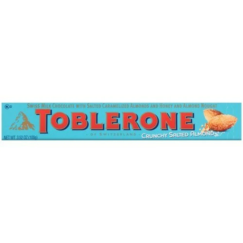 Toblerone Crunchy Almond with Sea Salt Milk Chocolate Bar, 3.52 Ounce -- 80 per case.
