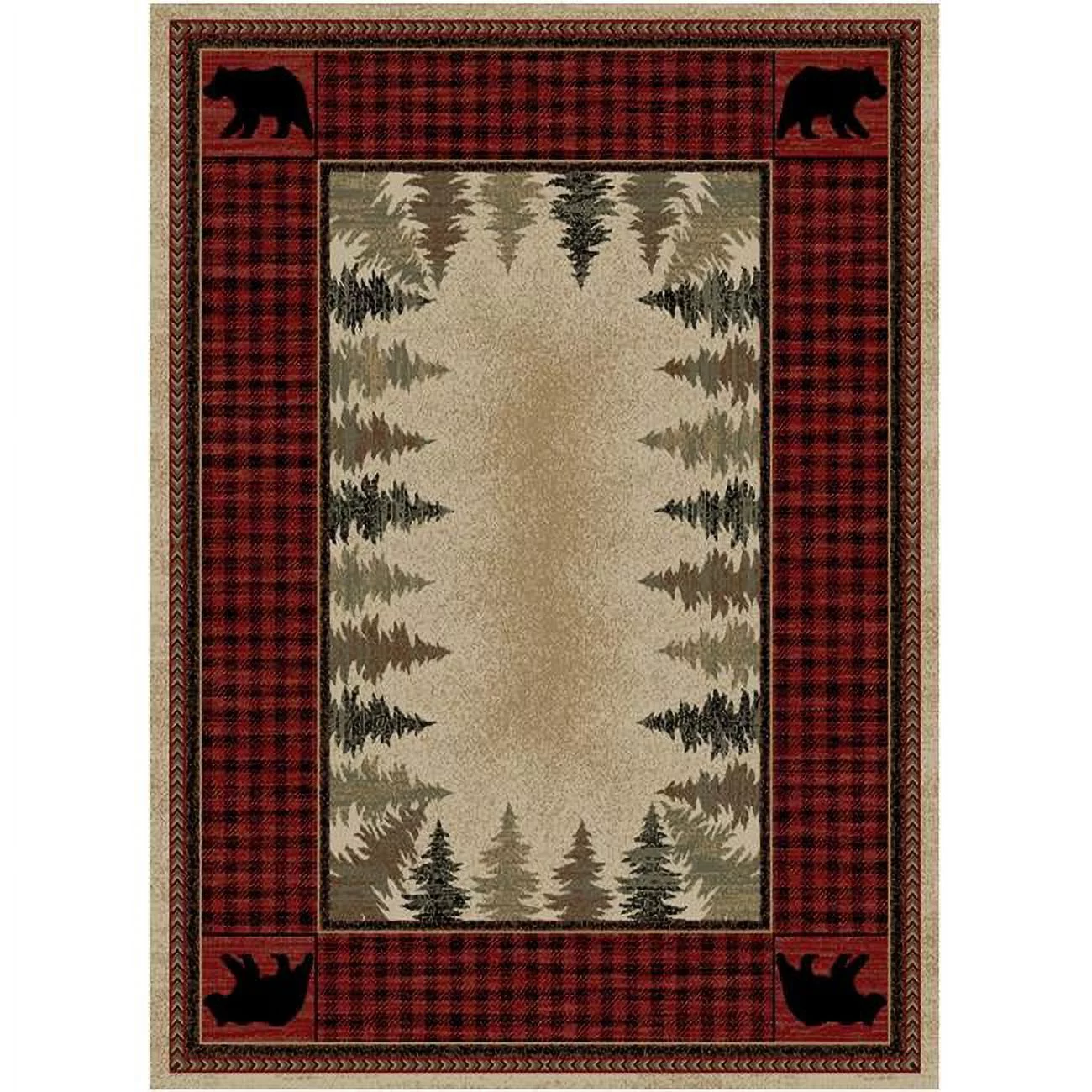 Mayberry Rug HS6490 5X8 5 ft. 3 in. x 7 ft. 3 in. Hearthside Four Corners Red Rectangle Area Rug