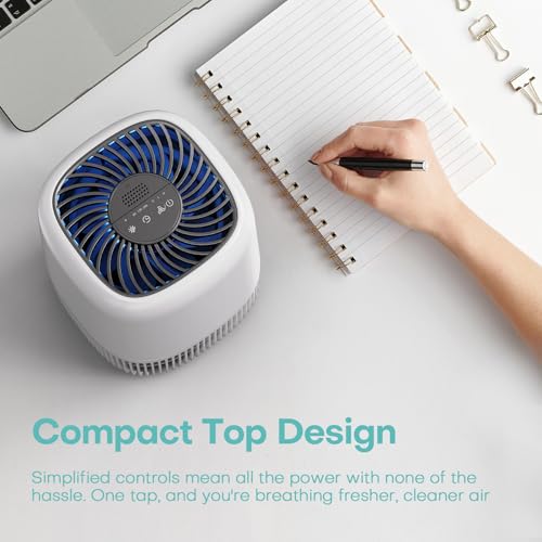 Air Purifiers for Home with H13 True HEPA Filter Up to 1076 Ft² for Pet Hair, Odors, Pollen, Smoke, Compact Air Cleaner with 3 Speeds, Timer, Aroma Quiet 360°Intake Filter, White