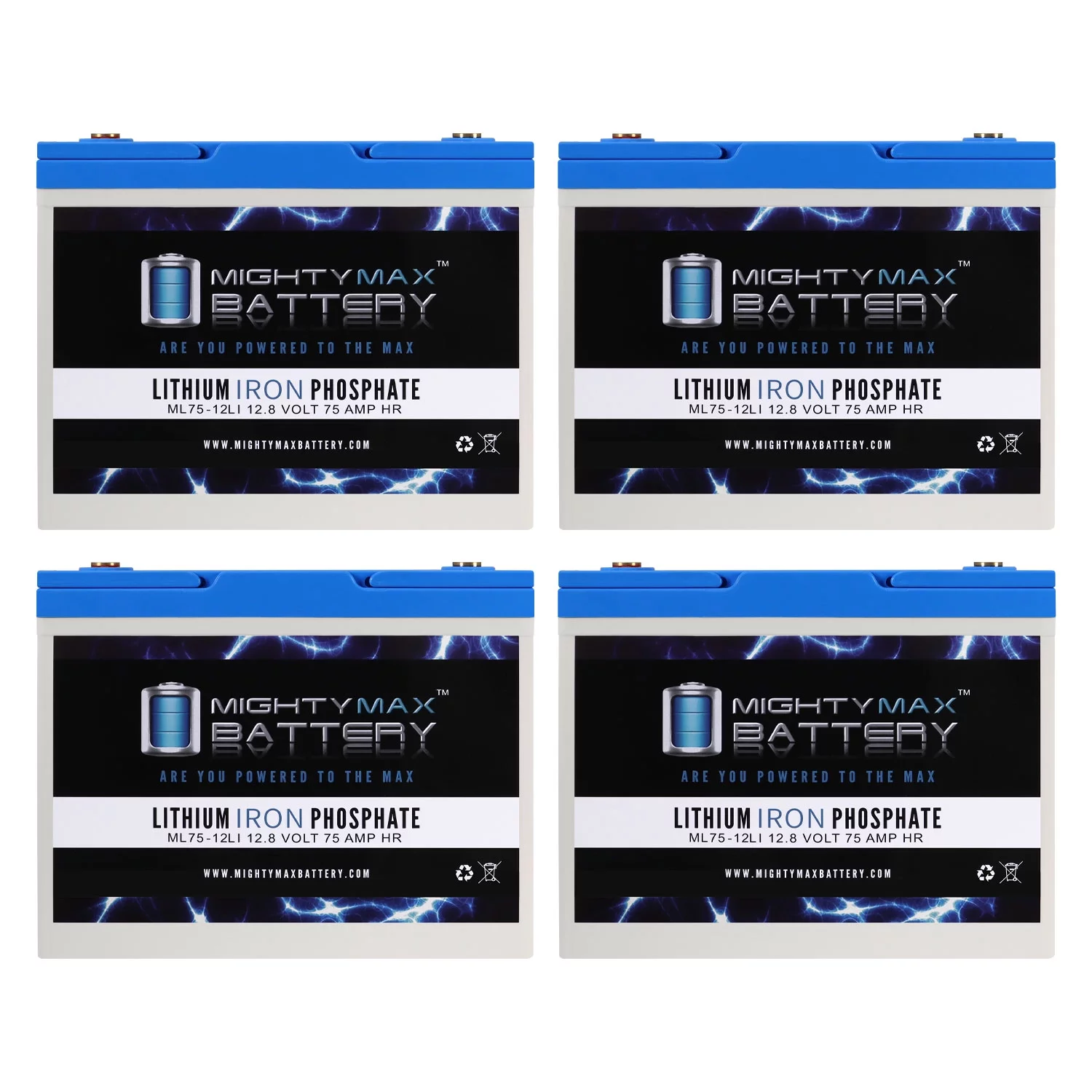 12V 75AH Lithium Replacement Battery compatible with Exide XXHD-M-24 - 4 Pack