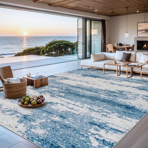8x10 Area Rugs for Living Room - Washable Rug Modern Abstract Soft Large Neutral Non-Slip Carpet Indoor Floor Stain Resistant Thin Carpets for Bedroom Dining Room Farmhouse Nursery Home Office Grey