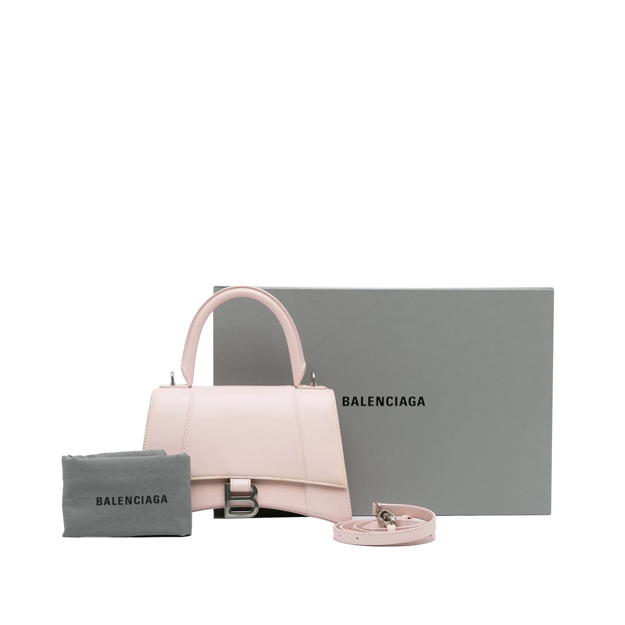 Pre-Owned Authenticated Balenciaga Hourglass S Satchel Calf Leather Pink Unisex (Good)