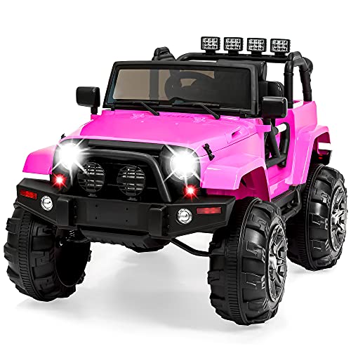 Best Choice Products Kids 24V 2-Seater Electric Ride On Car Truck w/ 132lb Weight Capacity, Parent Control, Bluetooth, LED Lights - Pink