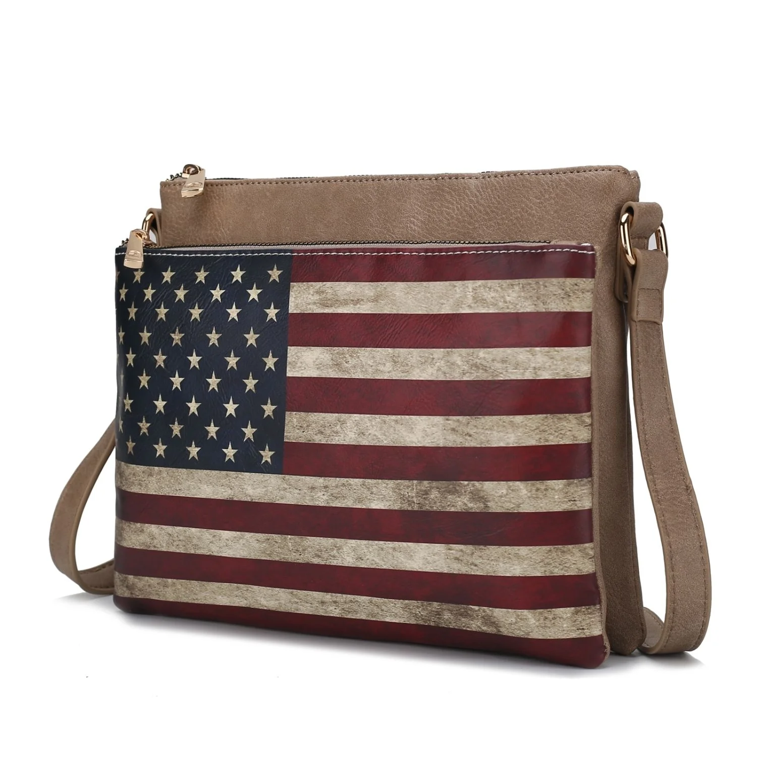 MKF Collection Madeline Printed Flag Vegan Leather Womens Crossbody Bag by Mia K