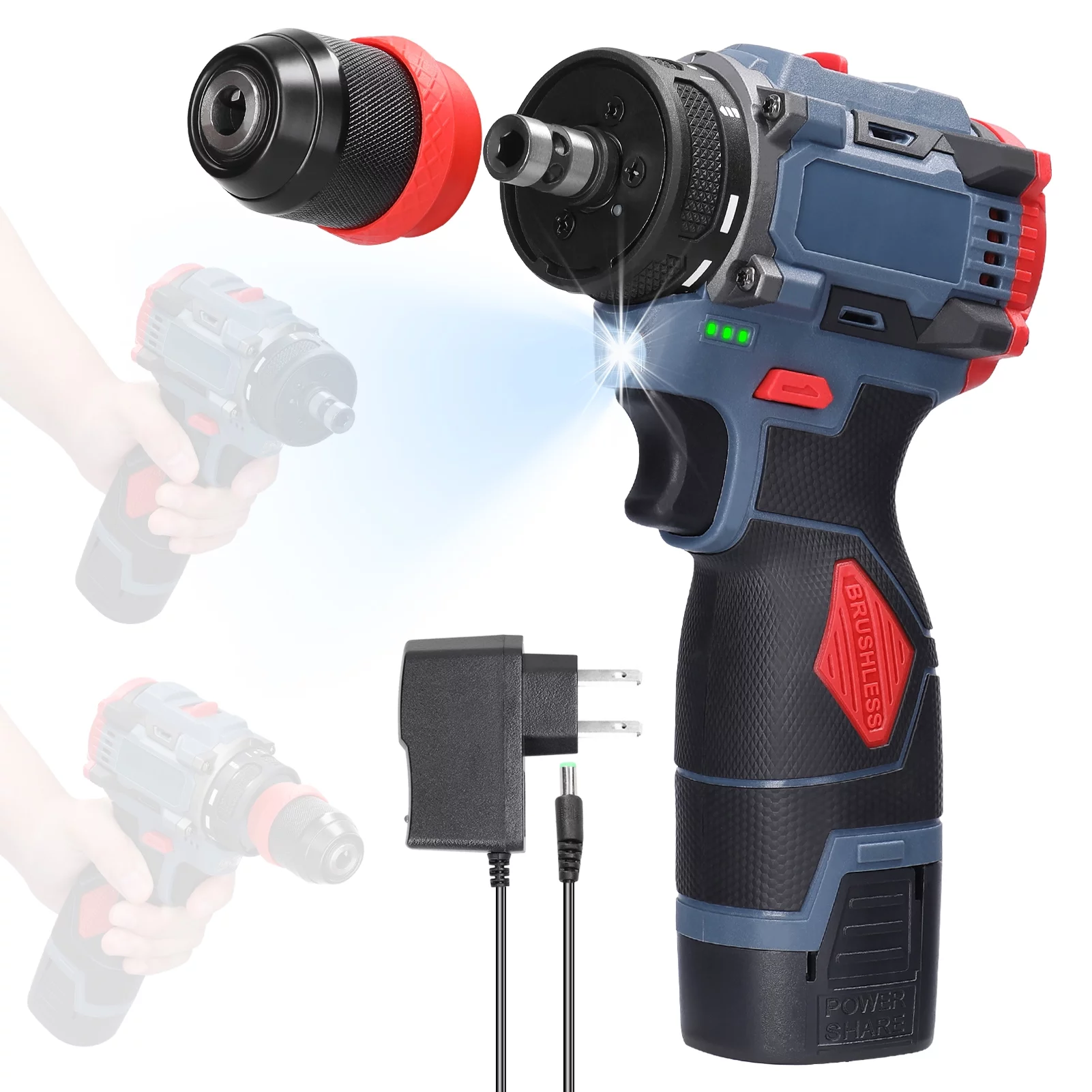 Dadypet Electric drill,Driver Appliances Furniture Screw Driver Appliances Power Tool Drill Screwdriver Power Tool 45Nm Torque Appliances Furniture Installation 16.8V 2in1 Lithium 2in1 Lithium Drill