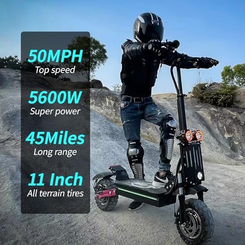 HLOIE Electric Scooter for Adults Peak 5600W Dual Motor Up to 50MPH,Battery Range to 45Miles Fast Sports Escooter 11
