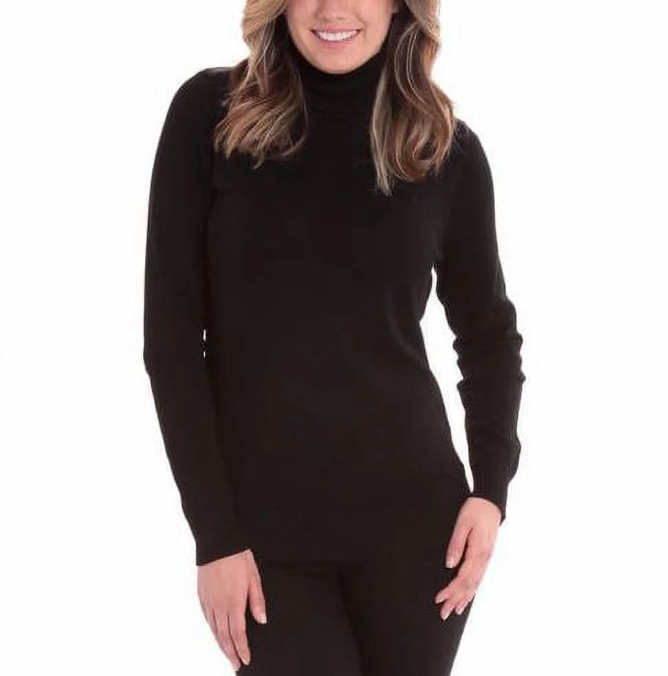 JOSEPH A. Women's Long Sleeve Turtle Neck Sweater (Black, Small)
