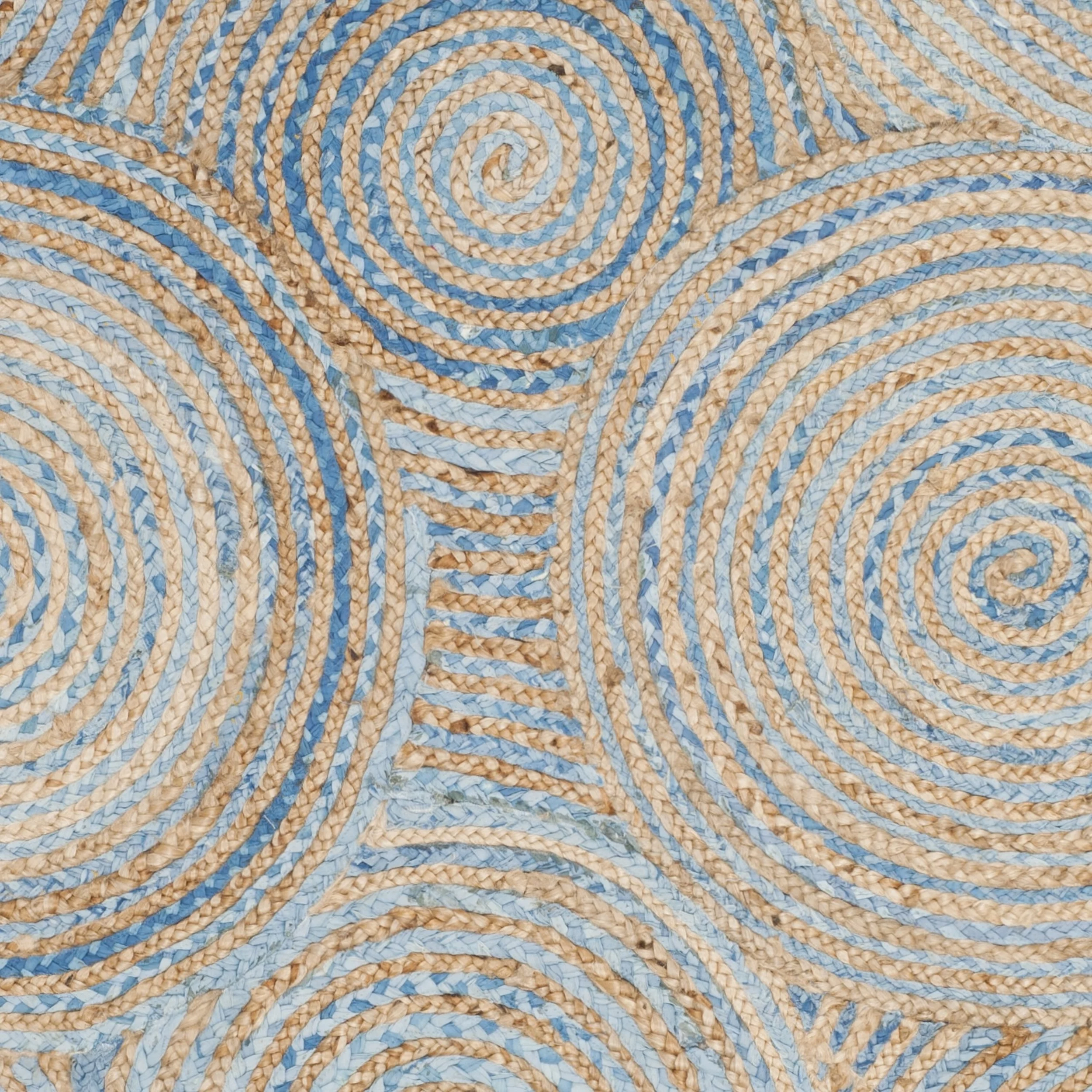 SAFAVIEH Cape Cod Aindreas Geometric Braided Jute Area Rug, 4' x 6', Natural/Blue