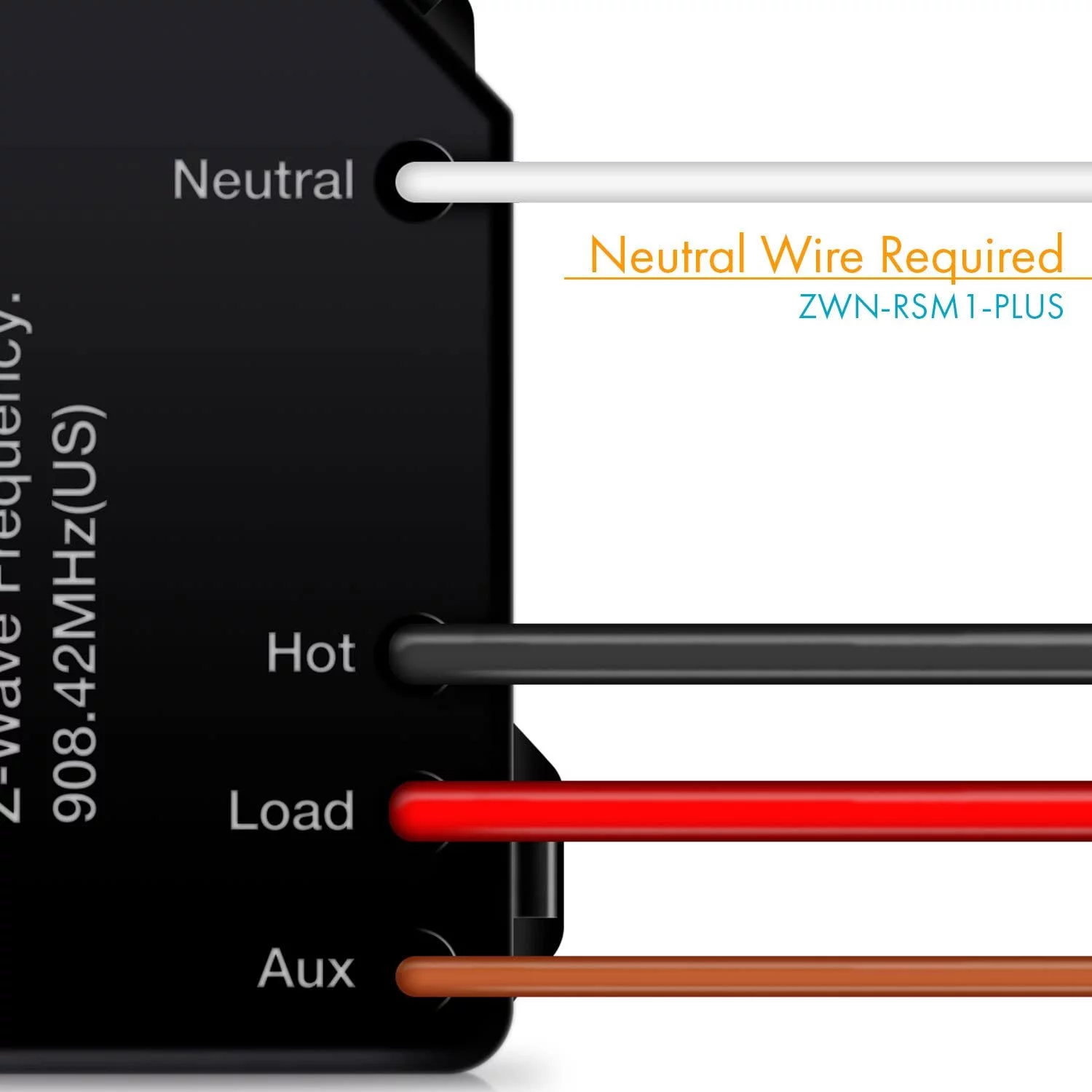 Enerwave Z-Wave Plus Relay, Smart Switch Wireless Remote Control to Lights and Ceiling Fans, 120-277VAC, 10A, Neutral Wire Required, ZWN-RSM1-PLUS, Black