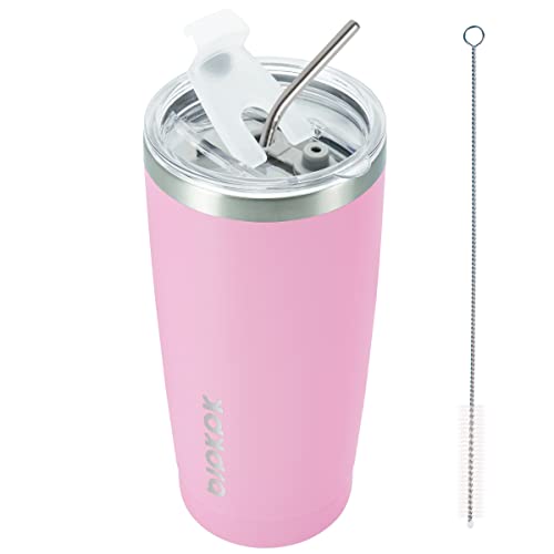 BJPKPK Insulated Tumbler 20 oz Stainless Steel Coffee Travel Thermal Cup With lids And Straws,Light Pink