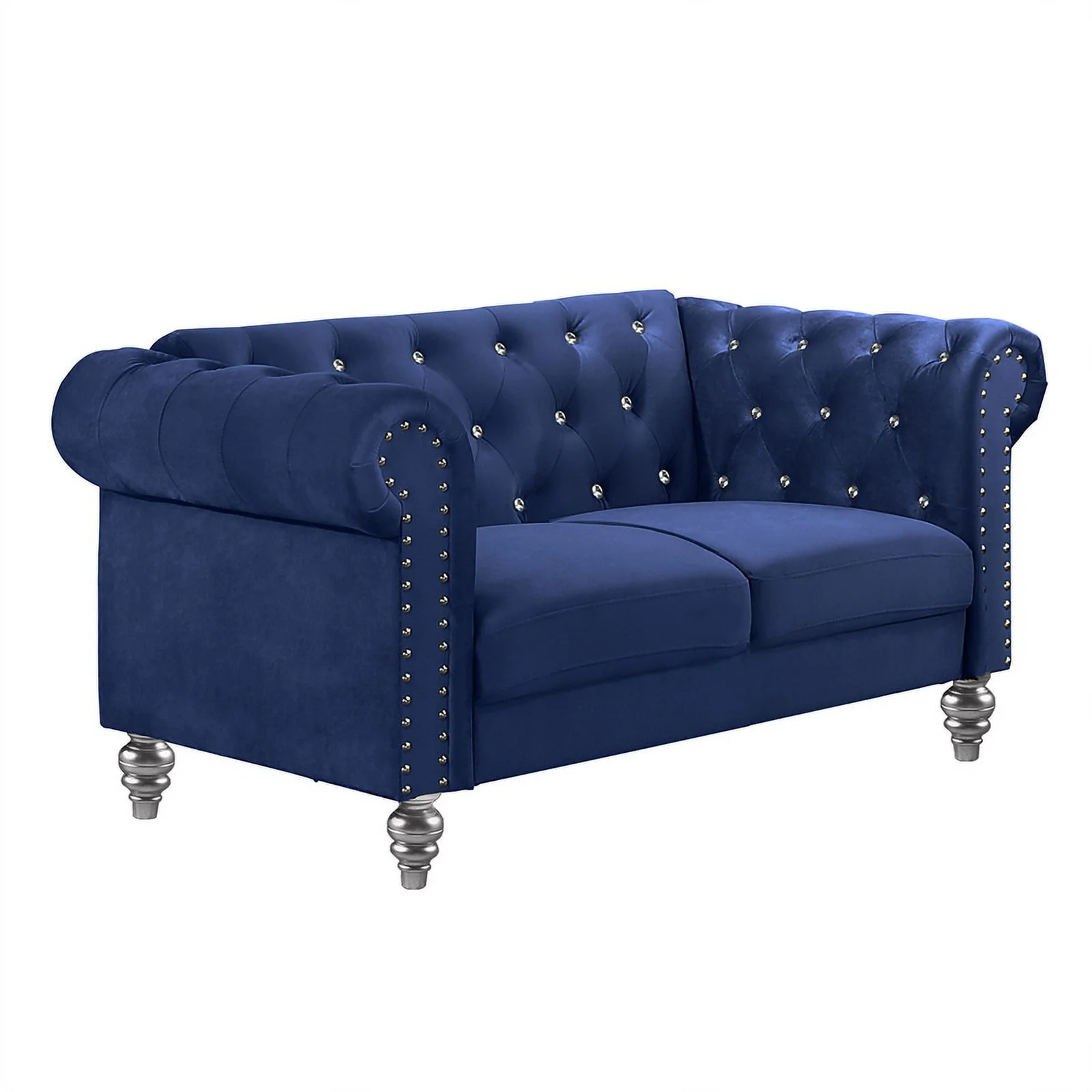 New Classic Emma 2-Piece Crystal Velvet Loveseat & Sofa Set in Royal Blue
