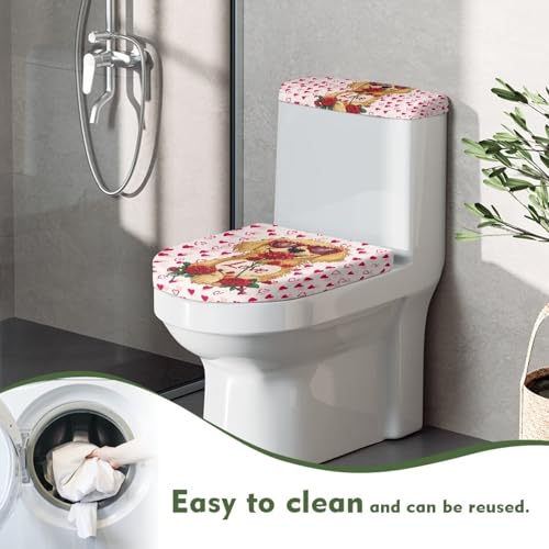 Christmas Bow Bell Toilet Tank Lid Cover and Toilet Seat Lid Cover 2 Pcs Set Toilets Covers with Elastic Cloth Fits Most Toilets Tanks & Lids