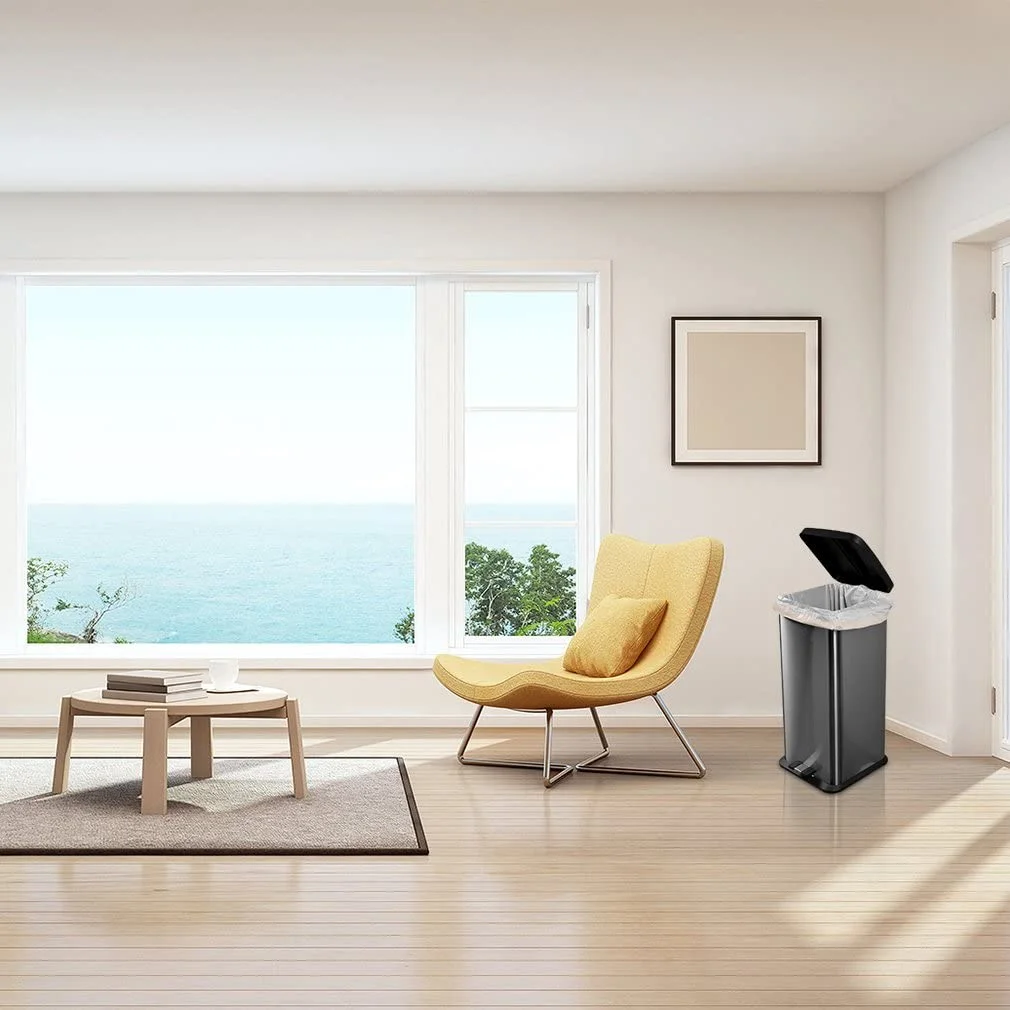 Trash Bags, Meidong Garbage Bag 13 Gallon Large Kitchen Drawstring Strong Bag, 5 Rolls/115 Pcs, White