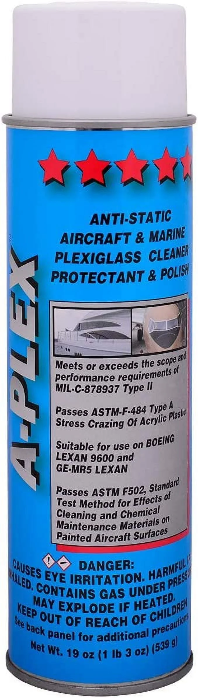Corrosion Technologies A-Plex 19 oz aerosol Best Value Anti-Static Cleaner, Polish and Protectant for Plexiglass and All Other Plastic Transparencies
