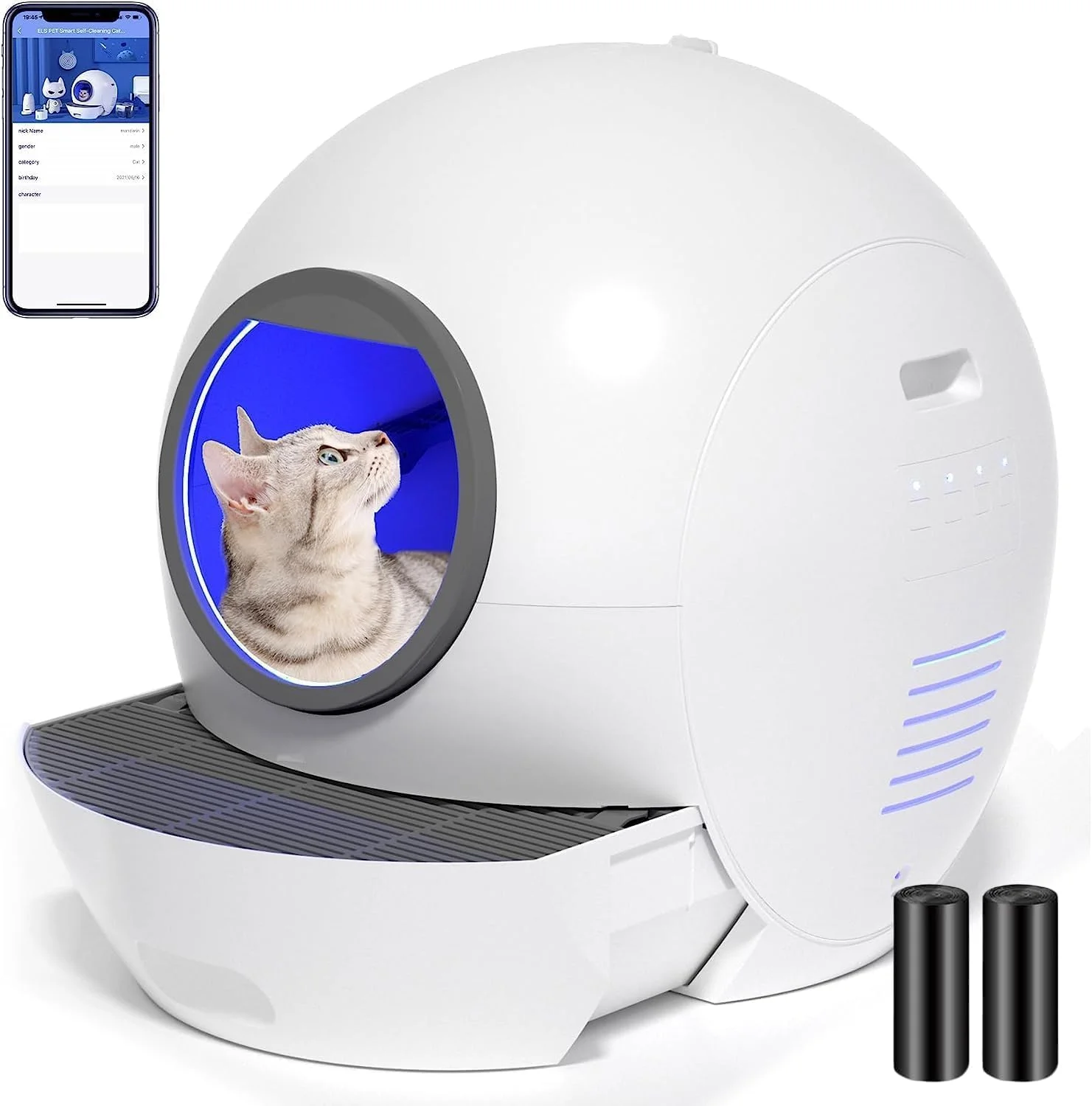 ELS PET WiFi Smart Cat Litter Box-Never Scoop/APP Control Automatic Self-Cleaning Litter Box Robot