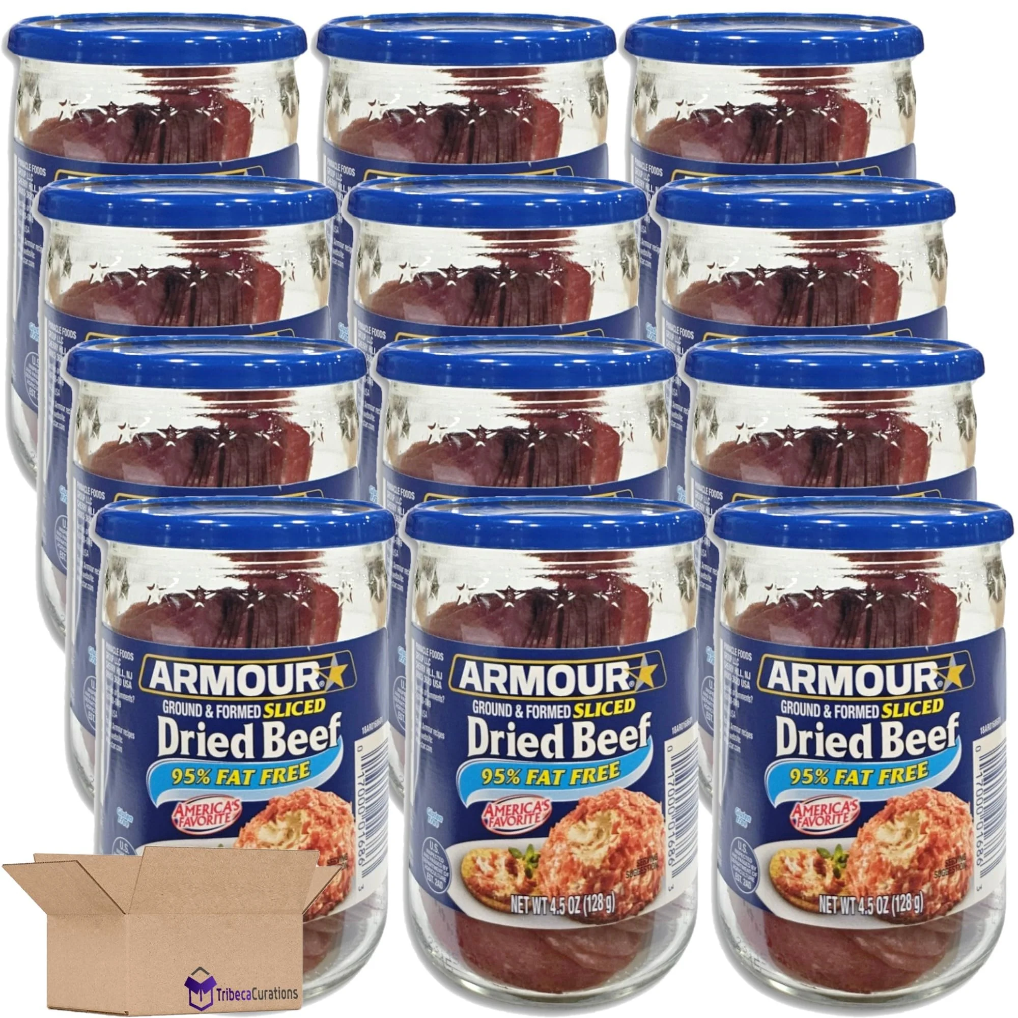 95% Fat Free Sliced Dried Beef Value Pack | Bundled by Tribeca Curations | 4.5 Ounce | Pack of 12