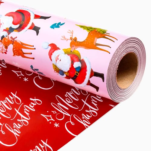 Retrify Kraft Wrapping Paper Roll with Cut Lines on Reverse, Watercolor Green Christmas Trees Gift Wrap Paper for Holiday, Party Celebration, Arts, Craft - 17 Inch x 32.8 Feet