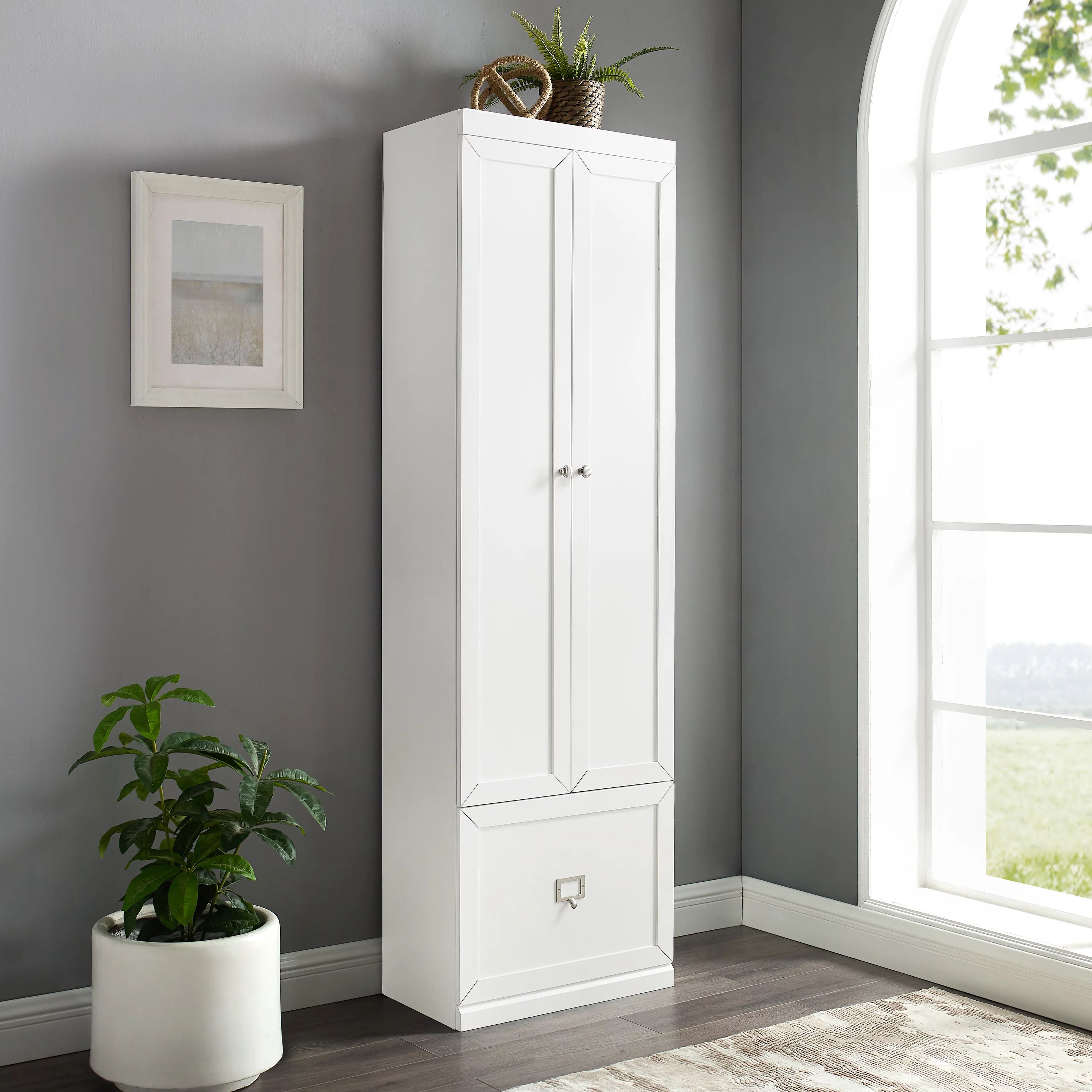 Crosley Furniture Harper Wood Convertible Pantry Closet in White