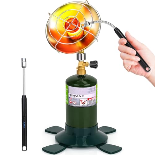 Portable Propane Heater for Camping Outdoor Space Garage Patio Heater 6200BTU Power with Control Valve Cordless 1lb Small Propane Foldable Gas Tank Holder for Fishing Hunting Tent Garage Backyard Use