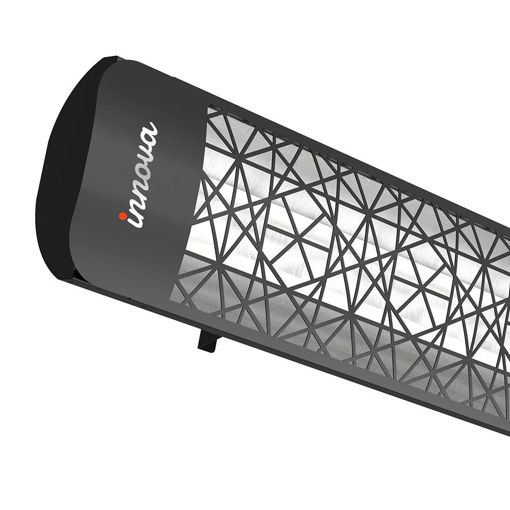 Innova-4000 Watt Electric Infrared Dual Element Heater-240 Voltage-Black Finish-Astra Decorative Fascia-Outdoor Wall Mount Electric Heater-EF40240B4