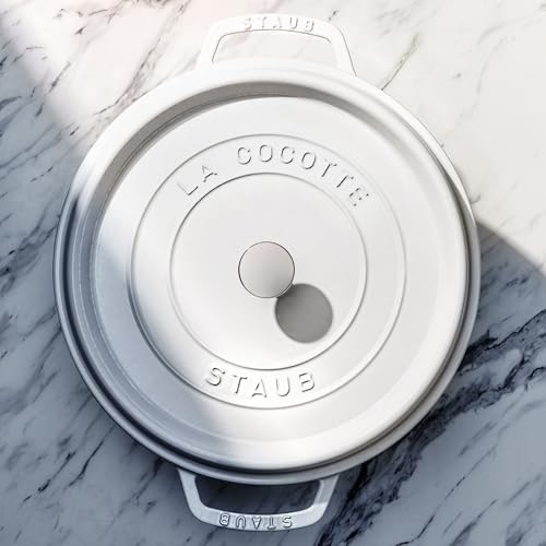 STAUB Cast Iron Dutch Oven 5.5-qt Round Cocotte, Made in France, Serves 5-6, Black Matte