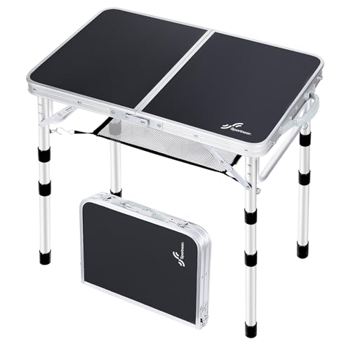 Sportneer Camping Table: Adjustable Height Small Folding Table 23.6