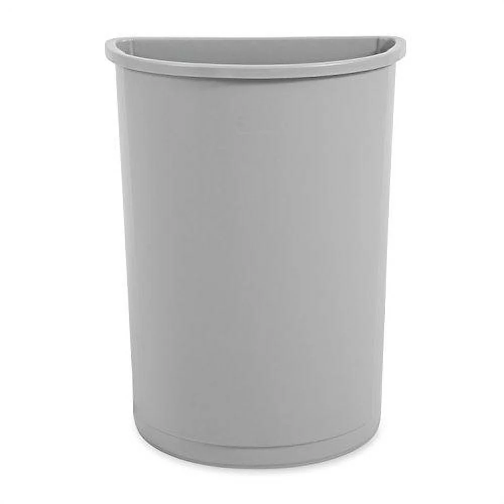 Untouchable Waste Container, Half-Round, Plastic, 21gal, Gray