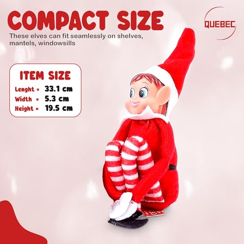 Quebec Naughty Elf Set - Boy & Girl Christmas Elf Figures, Santa's Little Helper Inspired, Soft Body, Vinyl Faces, 12 Inch, Couple