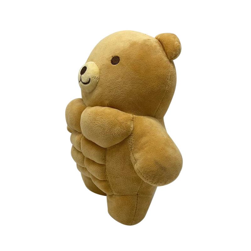 EXIGENT Kawaii Muscle Abs Teddy Bear Shark Buff Plush Cuddly Stuffed Animal Toy Figure (Shark_Gray)