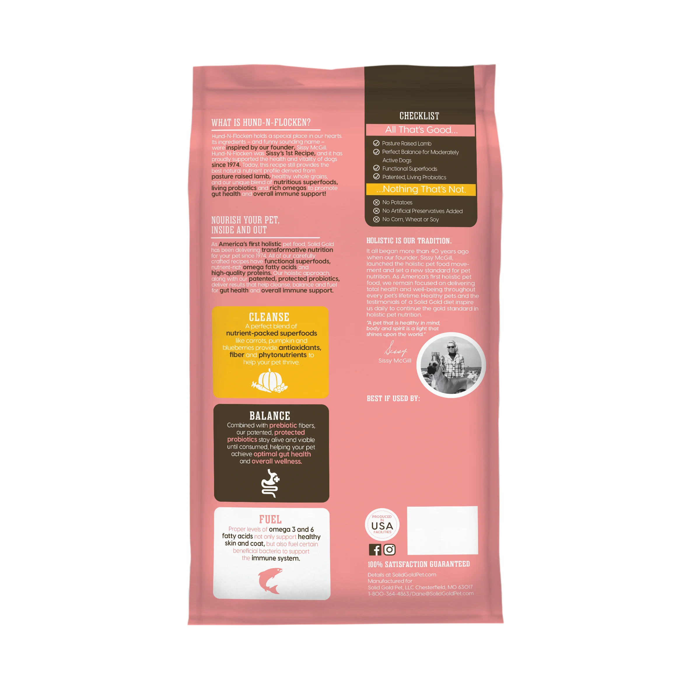 Solid Gold Hund-N-Flocken Holistic Adult Dry Dog Food, Lamb, 12lb.