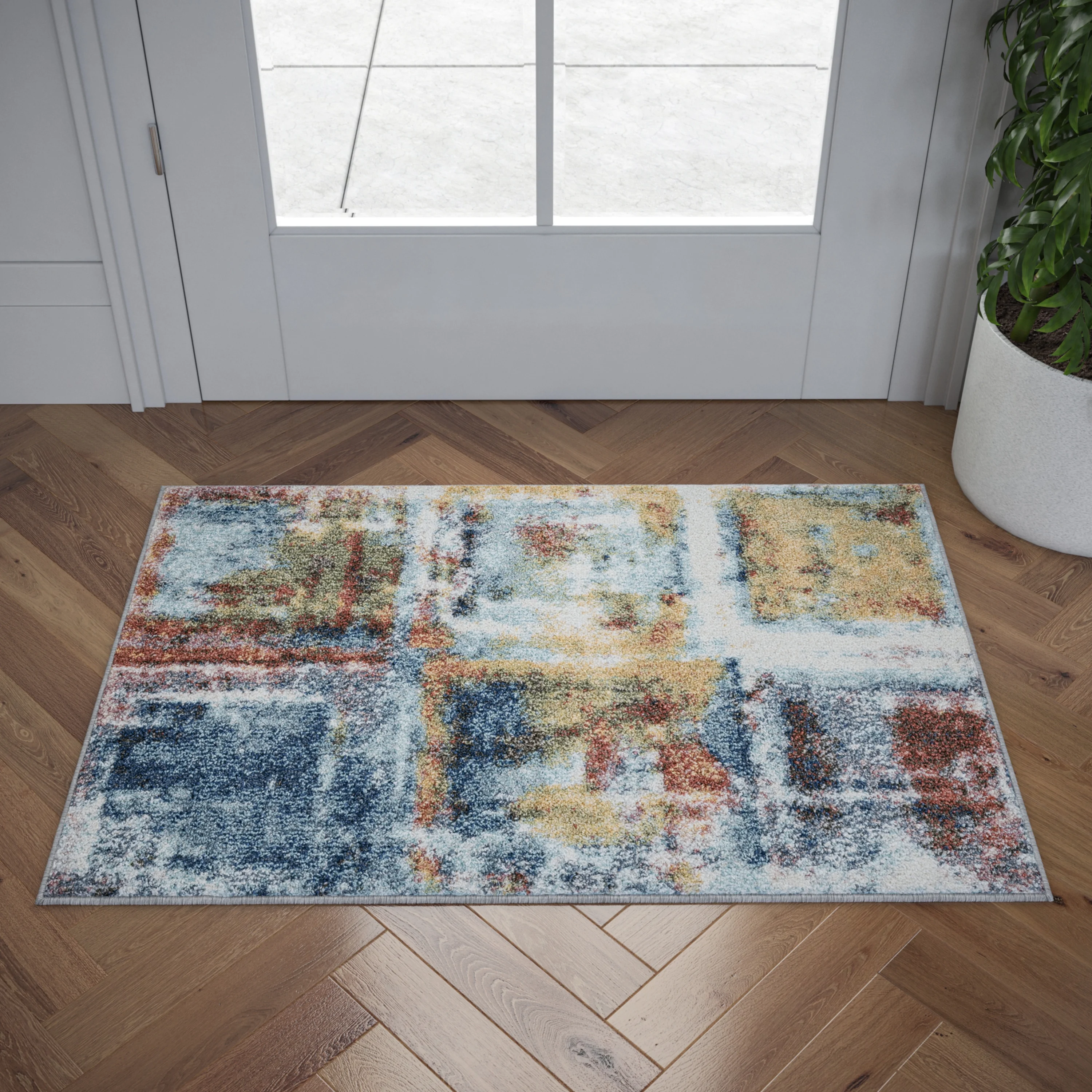 2x3 Modern Navy Small Area Rug, Throw Mat for Indoor Entry | Ideal for Kitchen or Bathroom Rugs 2' x 3'