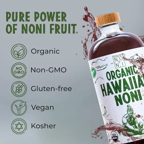 Healing Noni - Organic Hawaiian Noni Juice - 1 Pack of 32oz Glass Bottles