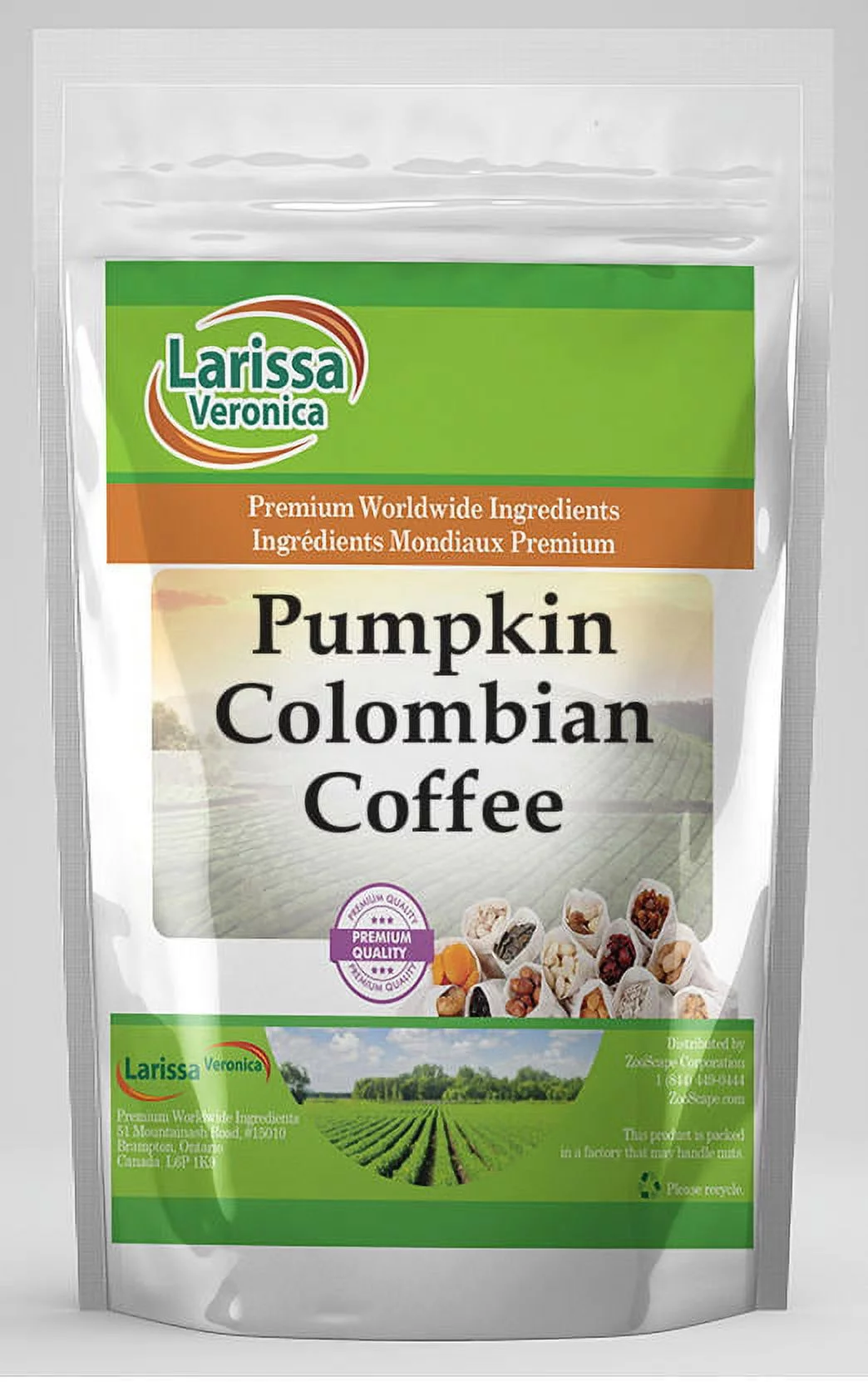 Larissa Veronica Pumpkin Colombian Coffee, (Pumpkin, Whole Coffee Beans, 4 oz, 2-Pack, Zin: 556650)
