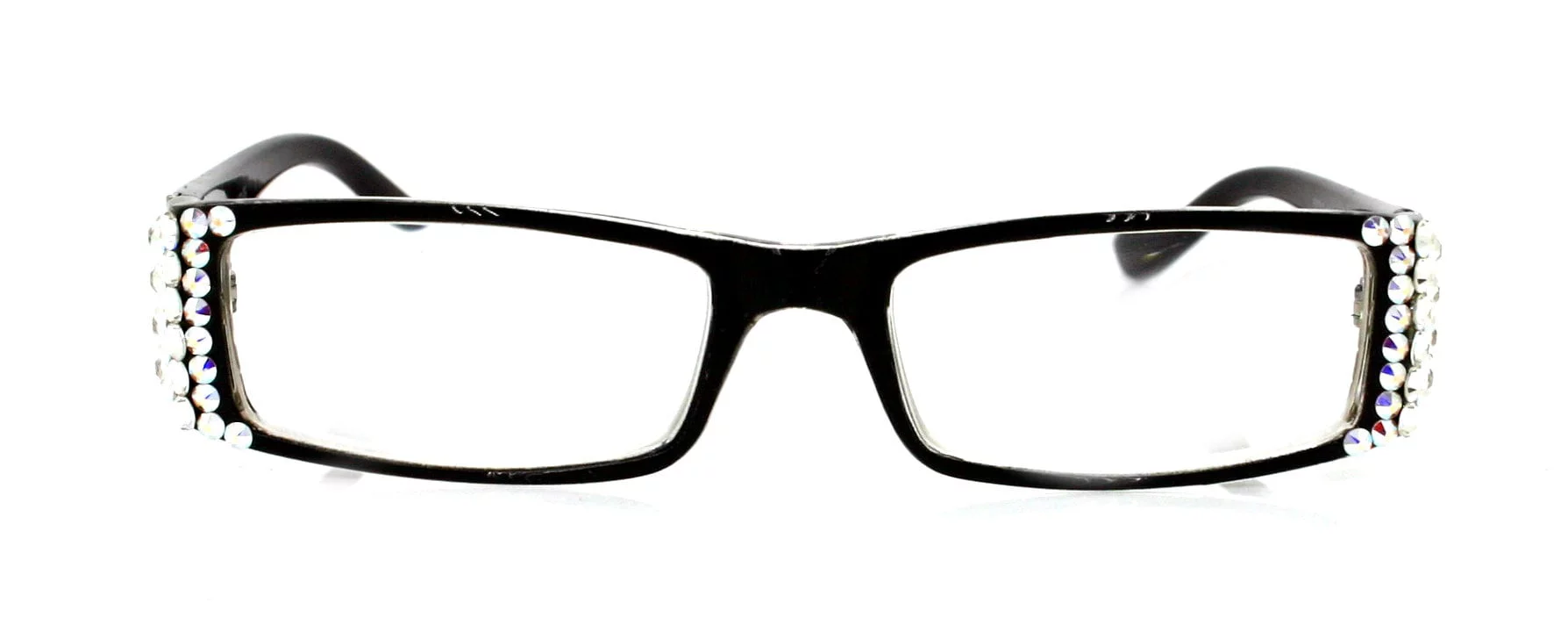 The French, (Bling) (Fleur De Lis) Reading Glasses For Women W (Clear, AB Aurora Borealis) Fancy Genuine European Crystals  (Black)  NY Fifth Avenue